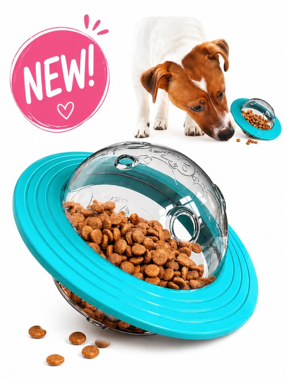 Interactive Dog Puzzle Toy Treat Dispenser Slow Feeder Turquoise